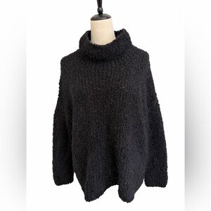 Eileen Fisher Black Oversized Turtleneck 100% Alpaca Sweater